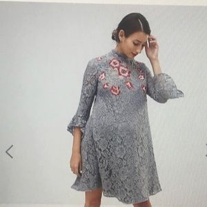 Blue/grey lace maternity dress